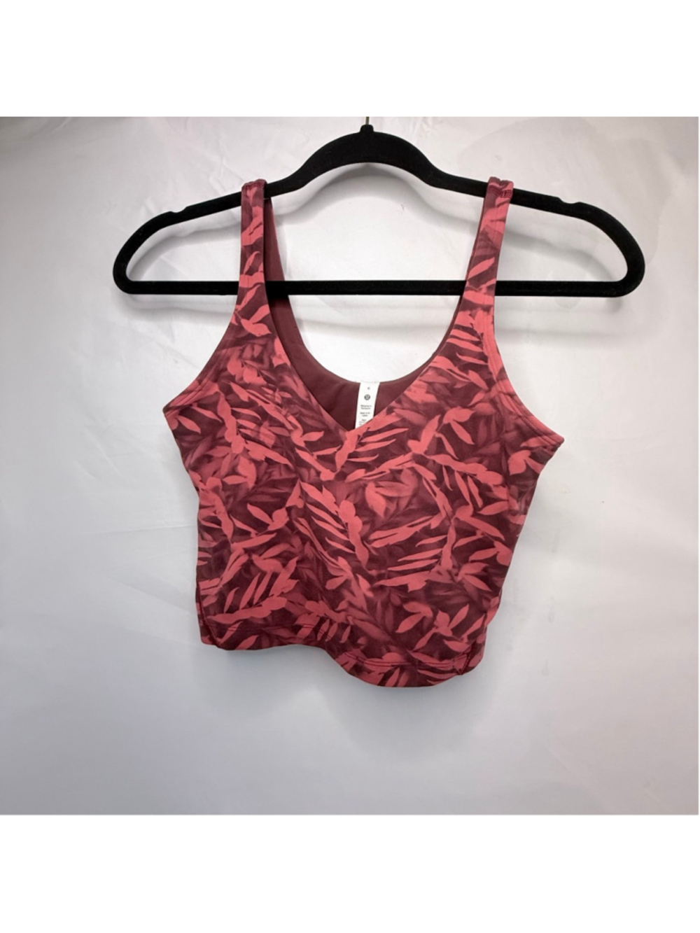 Women's Lululemon Red Burgundy Leaf Print align Sports Bra Size 6